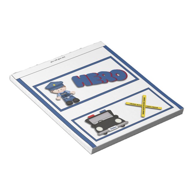 Polizist Hero kids Candy Bar Wrapper Gastgeschenk Notizblock (angewinkelt)