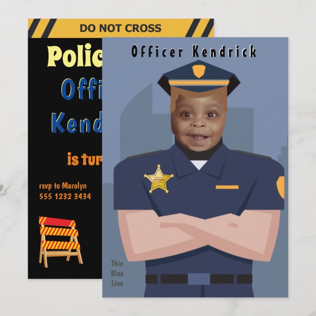 Polizist Kindergeburtstag Einladung (Vorne/Hinten)
