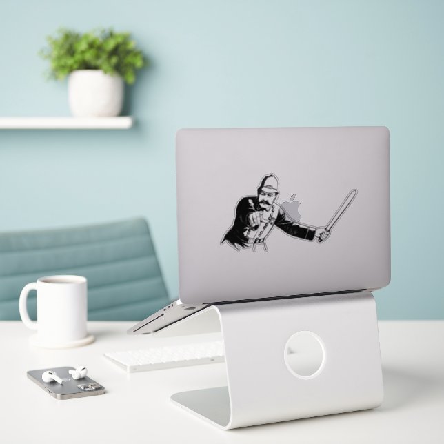 Polizist Mustache Aufkleber (Laptop auf Schreibtisch)