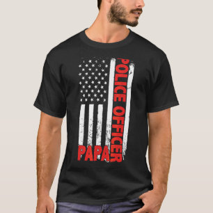 Polizist Papa Amerikanischer Tag des Flaggenvaters T-Shirt