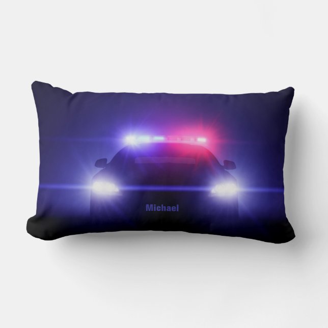 Polizist-Polizei-Auto mit vollen Lichtern Lendenkissen (Vorderseite)