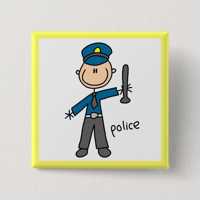 Polizist Stickfigur Button (Vorderseite)