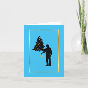 Polizist und Baum Silhouette Weihnachtskarte Karte