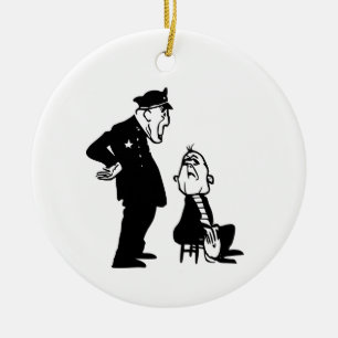 Polizist und Einbrecher Keramik Ornament