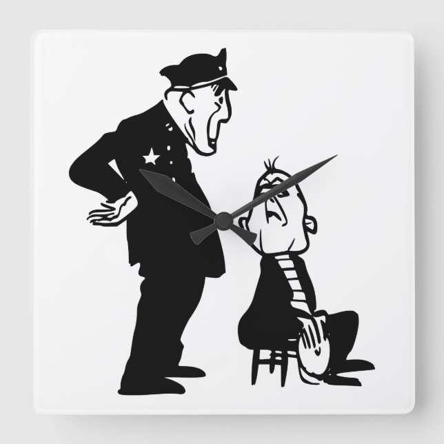 Polizist und Einbrecher Quadratische Wanduhr (Vorderseite)