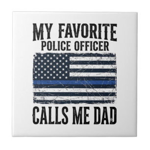 Polizist Vater Thin Blue Line Vintage Vector D Fliese