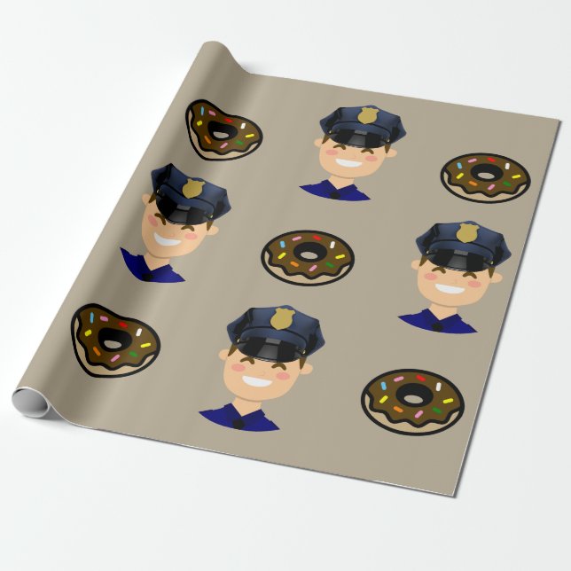 Polizisten und Schaumgummiringe Geschenkpapier (Ungerollt)