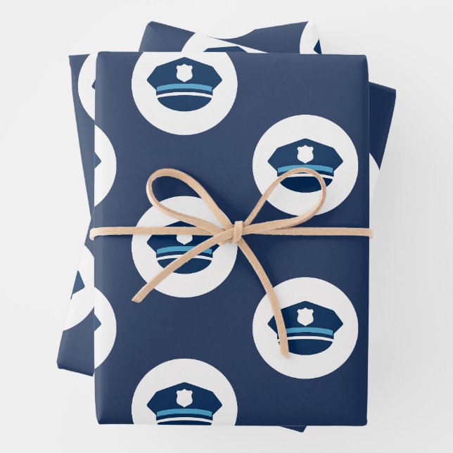 Polizistenmütze Geschenkpapier Set (Beispiel)
