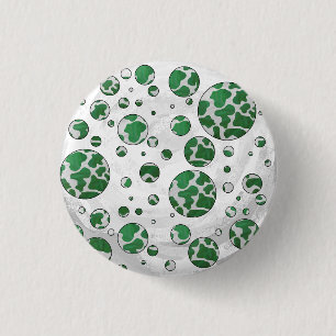 Polk Dot Kuh Grün und Weiß Button