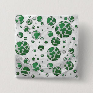 Polk Dot Kuh Grün und Weiß Button