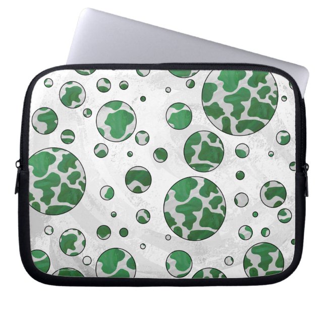 Polk Dot Kuh Grün und Weiß Laptopschutzhülle (Vorderseite)