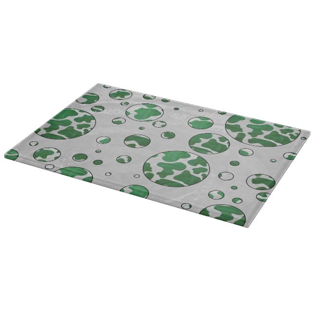 Polk Dot Kuh Grün und Weiß Schneidebrett (Ecke)