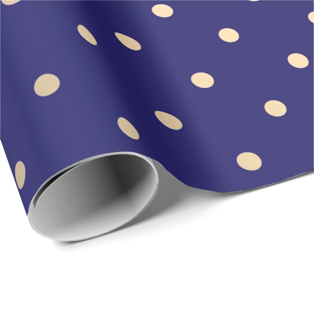 Polka Big Dots Blue Navy Foxier Gold Ivory Geschenkpapier (Rolleneckpunkt)