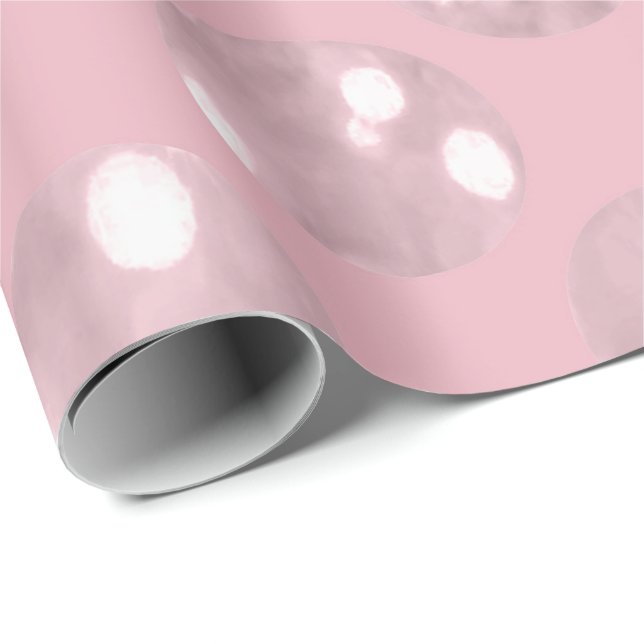 Polka Big Dots Pink Powder Blush Glitzer Rose Geschenkpapier (Rolleneckpunkt)