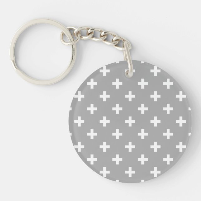 Polka blanche croise sur gris (Devant)