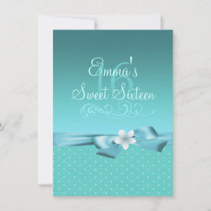 Polka bleu/blanc point et fond Invitation d'annive