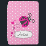 Polka-Blumenkunstname ipad Abdeckung des iPad Air Hülle<br><div class="desc">Die niedlichen Mädchen,  die Marienkäfer/Marienkäfer ipad Abdeckung mit in Rosa mit Herzen fliegen,  personifizieren mit Ihrem Namen. Liest z.Z. Bernstein. Einzigartig entworfen durch Sarah Trett.</div>