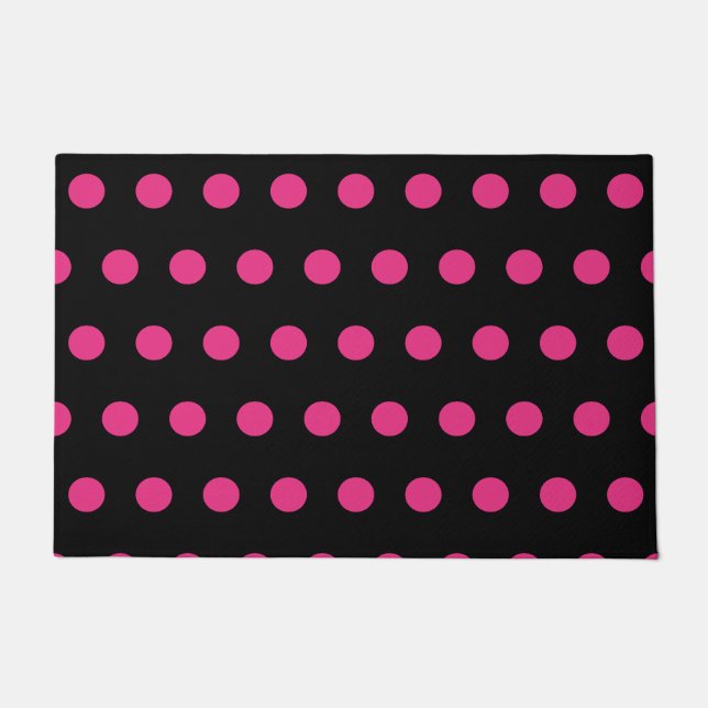Polka Door Mat (Schwarz & Neon Pink) Fußmatte (Vorderseite)