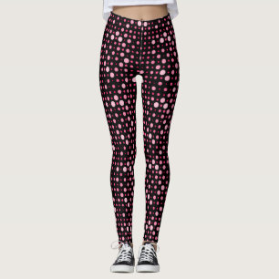 Polka Dot 01.Pink Black BG Leggings