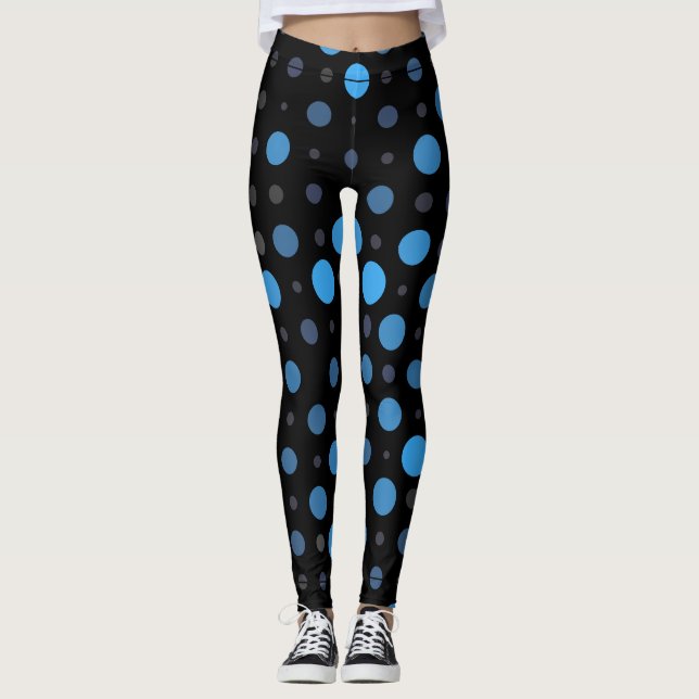 Polka Dot 01X.Blue Shade Black BG Leggings (Vorderseite)