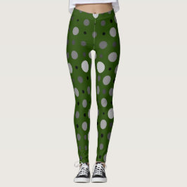 Polka Dot 01X.Gray Shade D Green BG Leggings