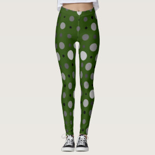 Polka Dot 01X.Gray Shade D Green BG Leggings