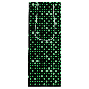 Polka Dot 02.Green. Black BG Geschenktüte Für Weinflaschen
