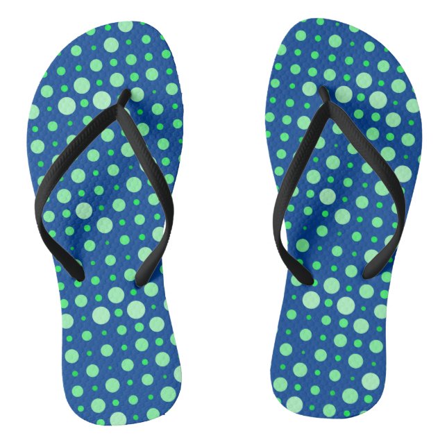Polka Dot 02.Green. Blue BG Flip Flops (Fußbett)