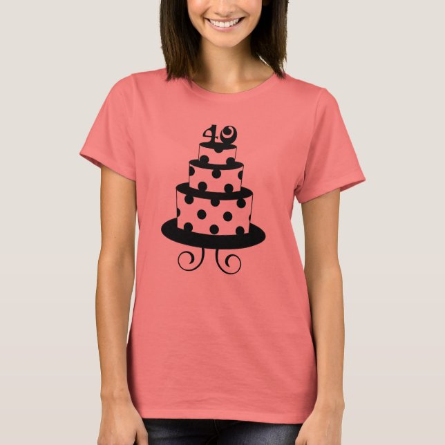 Polka Dot 40. Geburtstagskuchen T-Shirt (Vorderseite)
