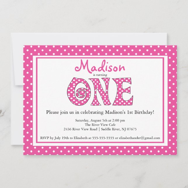 Polka Dot Alphabet Premier anniversaire Invitation (Devant)