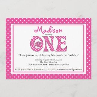 Polka Dot Alphabet Premier anniversaire Invitation