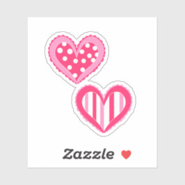 Polka Dot and Stripes Hearts Aufkleber