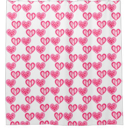 Polka Dot and Stripes Hearts Duschvorhang