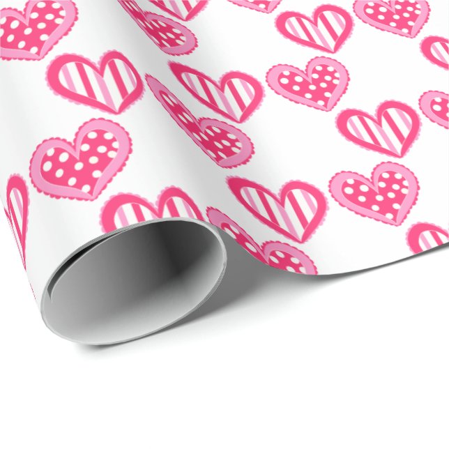 Polka Dot and Stripes Hearts Geschenkpapier (Rolleneckpunkt)