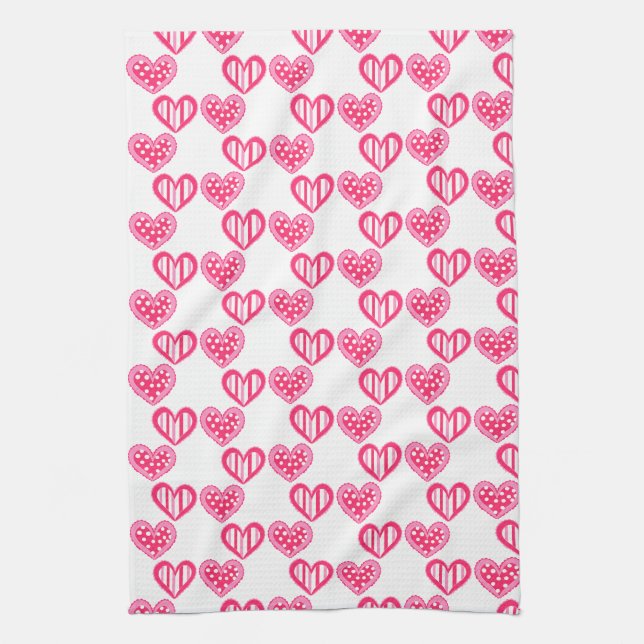 Polka Dot and Stripes Hearts Geschirrtuch (Vertikal)
