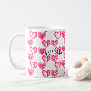 Polka Dot and Stripes Hearts Kaffeetasse