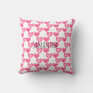 Polka Dot and Stripes Hearts Kissen