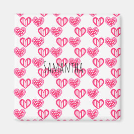 Polka Dot and Stripes Hearts Magnet