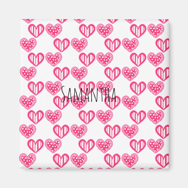 Polka Dot and Stripes Hearts Magnet (Vorne)