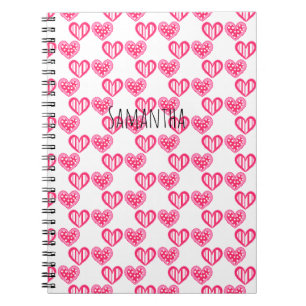 Polka Dot and Stripes Hearts Notizblock