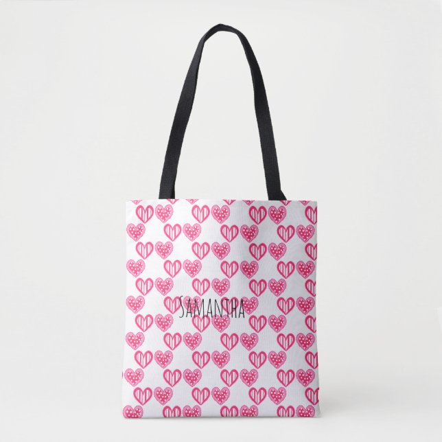 Polka Dot and Stripes Hearts Tasche (Vorderseite)
