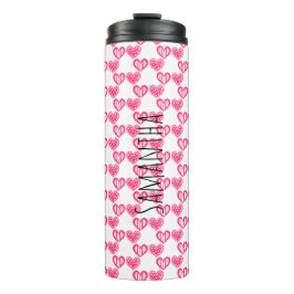 Polka Dot and Stripes Hearts Thermosbecher