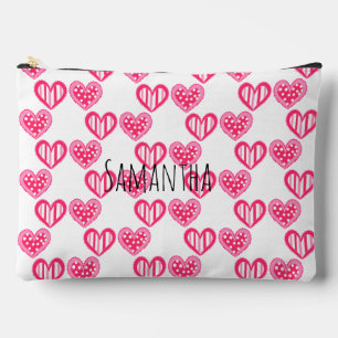 Polka Dot and Stripes Hearts Zubehörtasche