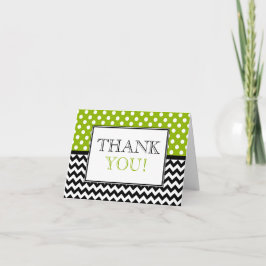 Polka Dot Apple Green & Chevron Carte de remerciem