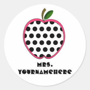 Polka Dot Apple Teacher Runder Aufkleber
