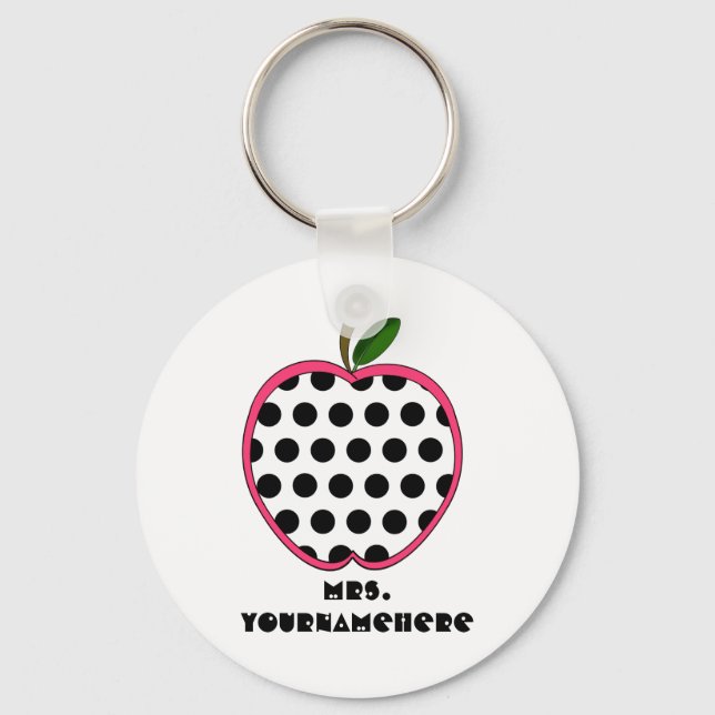 Polka Dot Apple Teacher Schlüsselanhänger (Vorderseite)