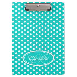 Polka dot aqua fügen Sie Ihren Namen und Ihre erst Klemmbrett
