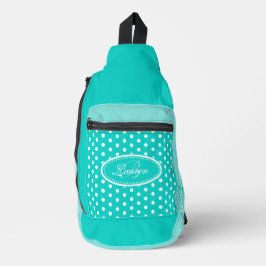 Polka dot aqua und weiß crossbody bag