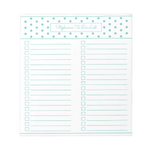 Polka Dot AquaTwo Column Checklist Notizblock
