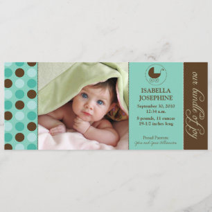 Polka Dot Baby Birth Announcement (aqua blue) Ankündigung